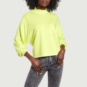 All in Favor Mock Neck Lime Light Pullover Sweater Size XS New